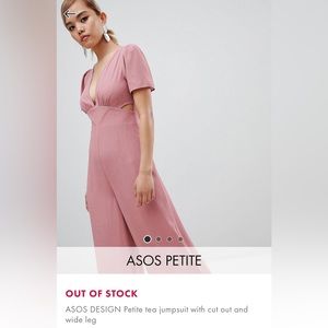 ASOS Petite tea jumpsuit with cut outs and wide legs in pink size US 10